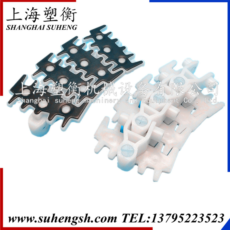 Flex63柔性钢顶链 加不锈钢片塑钢柔性链板轴承输送链 橡胶齿形链