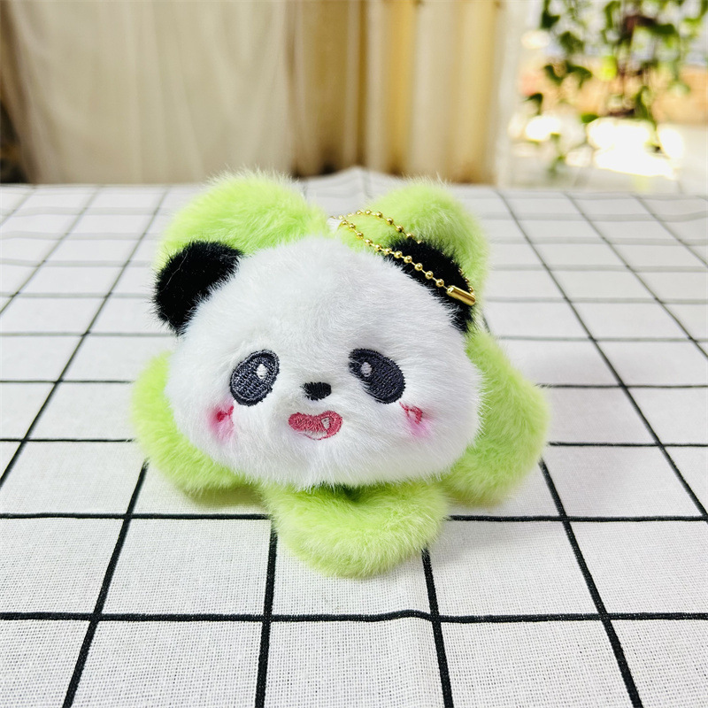 Linda flor panda muñeco de peluche mini girasol panda pequeño flor colgante llavero bolso de estudiante colgante