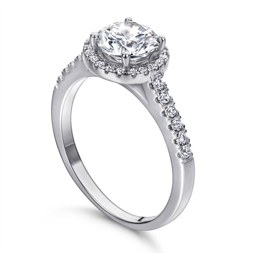 Tonglin 1 carat simulated diamond ring S925 silver ring women's simple and stylish 18K white gold wedding proposal ring