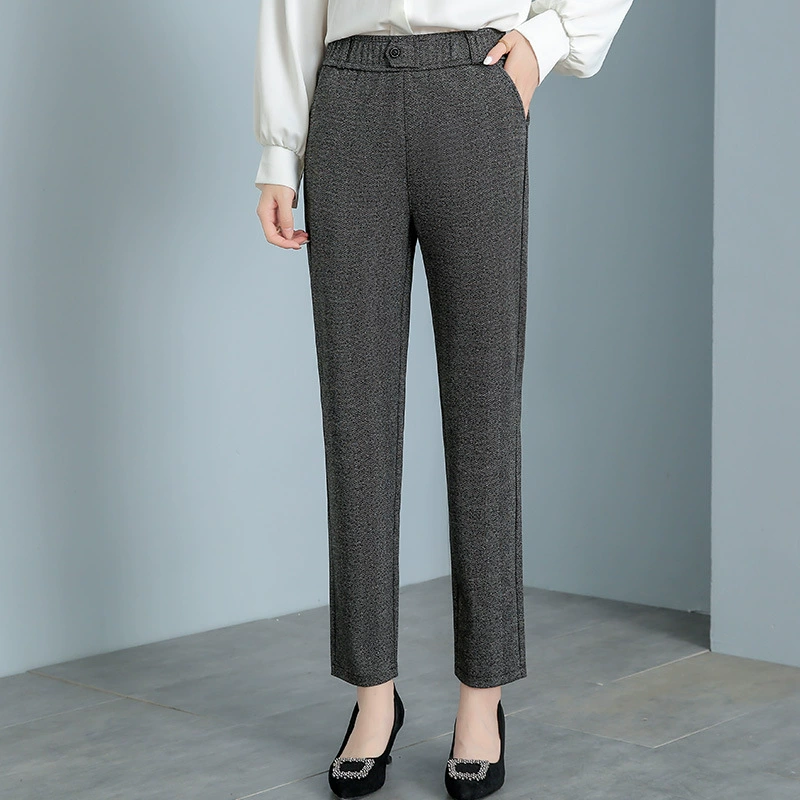 Повседневная весенняя одежда для мам среднего и пожилого возраста, однотонные прямые брюки 2024, новый весенне-осенние брюки для мам в западном стиле