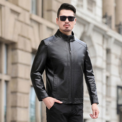 新しい革の服の男性の革の立襟のコートの革のジャケットの男性のベルベットの毛皮の服の秋冬服