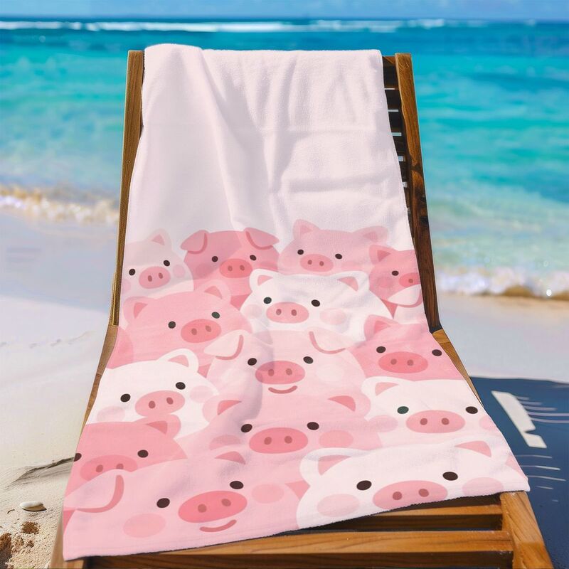 Sports towel, bath towel, cartoon pig head design, cute and stylish, suitable for outdoor running, swimming, and wiping sweat, with excellent water absorption Sports towel, bath towel, cartoon pig head design, cute and stylish, suitable for outdoor running, swimming, and wiping sweat, with excellent water absorption