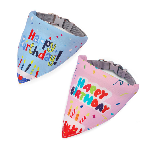 Birthday Party Dog Bibs, Pet Drool Cloths, Cat Triangular Scarves, Dog Saliva Towels, Neck Wraps with Collars