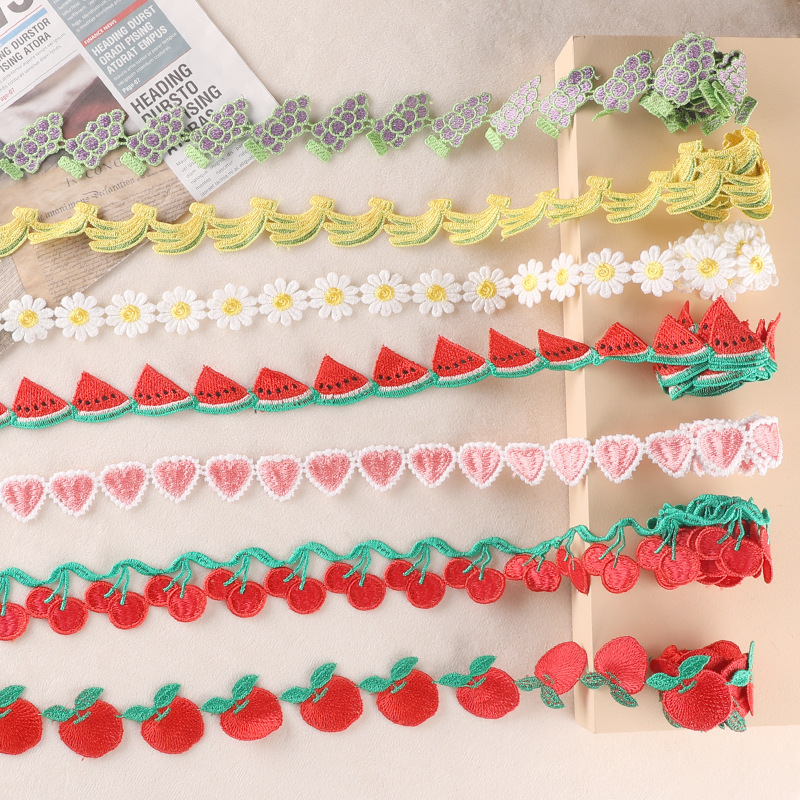 Computer Embroider Cartoon Fruit Butterfly Lace Petals Hand Account DIY Clothing Accessories Water-Soluble Embroider Webbing Cloth Patch