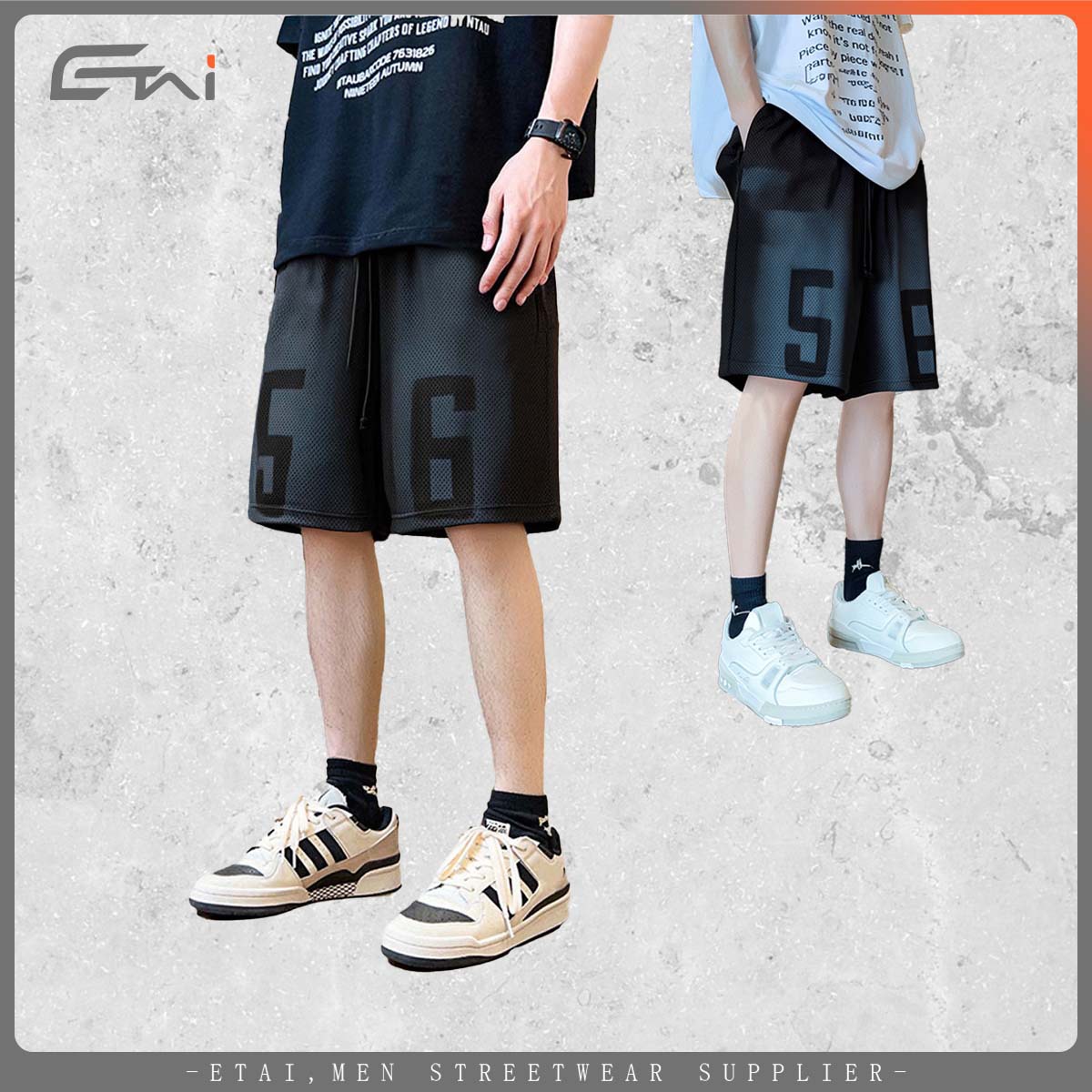 ETAI Hombre| Pantalones de spray de malla de rodilla de alta calidad, pantalones deportivos de secado rápido de cuerdas de verano