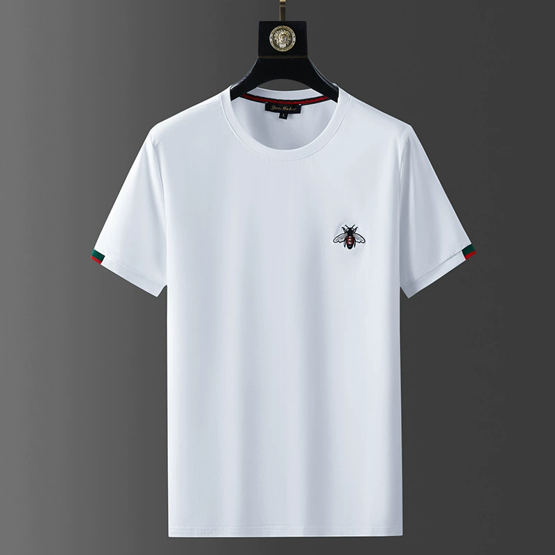 Повседневная мужская футболка с короткими рукавами и вышивкой Little Bee, новинка лета 2023, белая футболка с половиной рукавов для пары, трибутомия