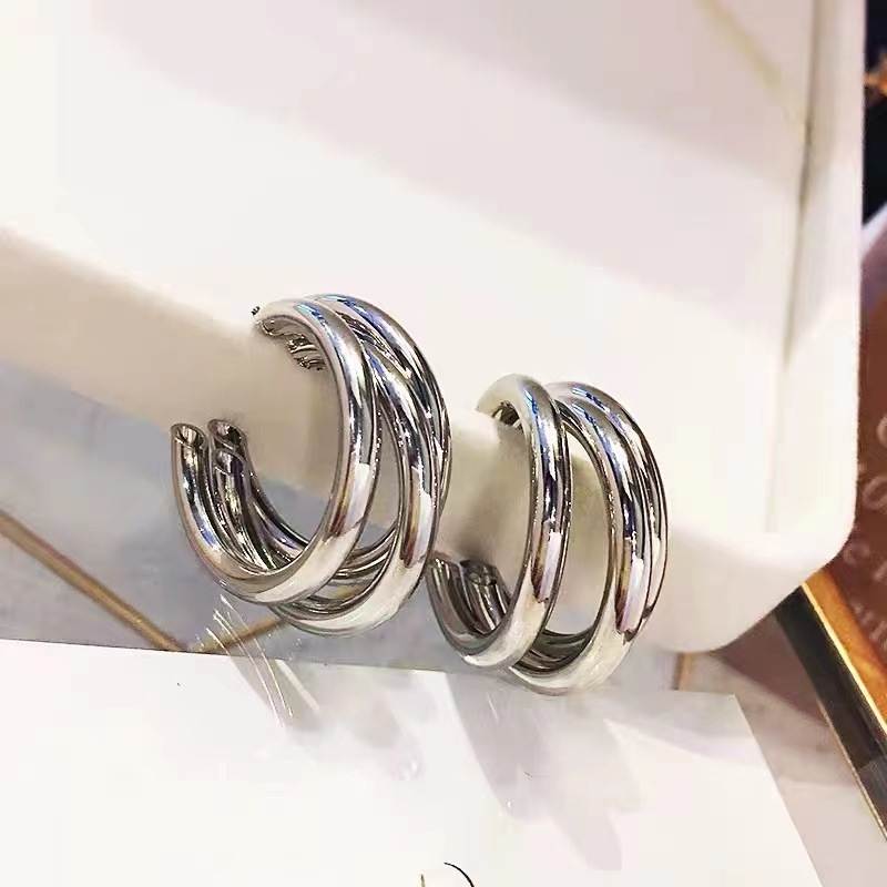 1 Paar Lässig Strassenmode Geometrisch Überzug Titan Stahl Ohrringe display picture 3