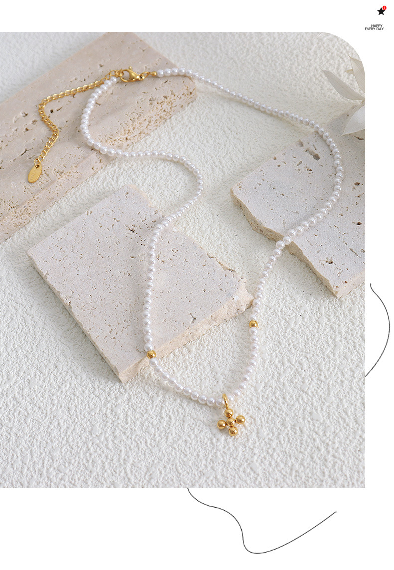 Women's Gender Simple Style Geometric Cross Imitation Pearl Glass Pendant Necklace In Bulk