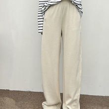 2025秋季新款高品质软糯亲肤休闲裤松紧腰口袋刺绣直筒25802