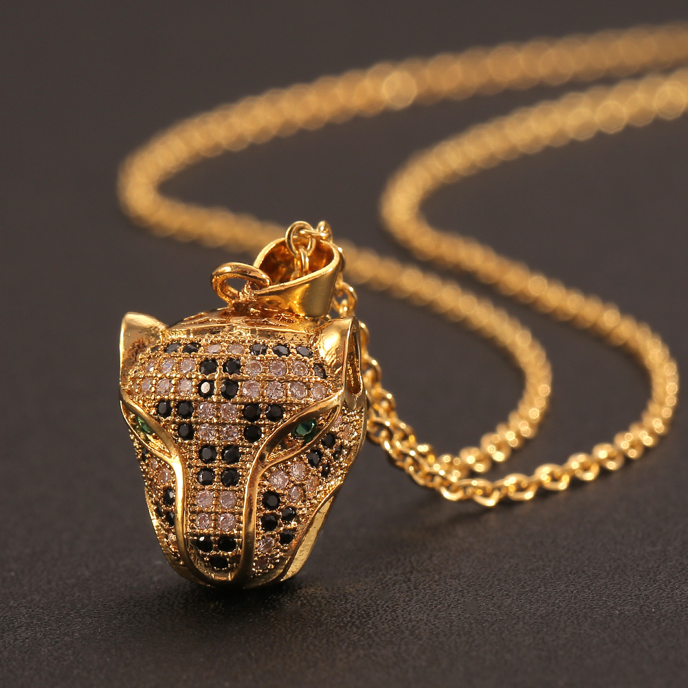 Hongxi Geometric Gold Inlaid Zircon European And American Style New Necklace Pineapple Leopard Hip Hop Pendant Accessories For Women display picture 4