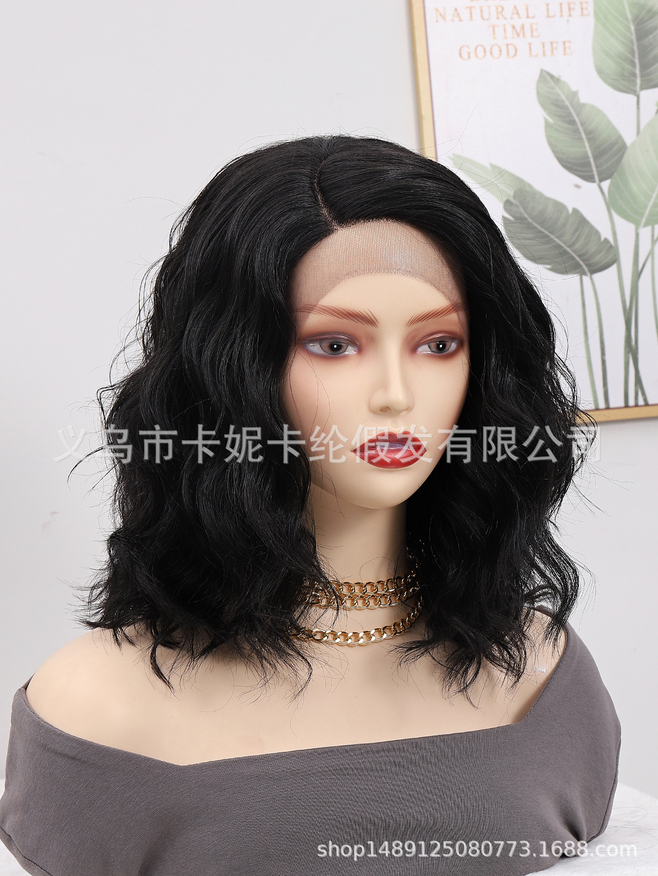 NEWLOOK nuevo cruzado europeo y americano corto mar de cabello de cabello humano de encaje real.