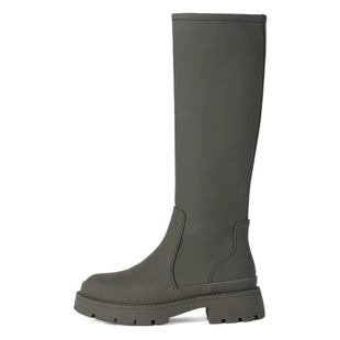 Green black grass-planting machine walking in the world thick-soled slimming high-top Knight boots for women fleece-lined