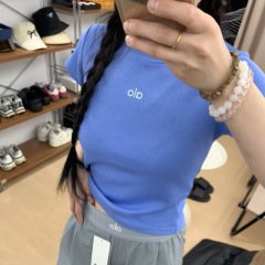 alo圆领女士短袖四色高版本正肩显瘦修身夏季T恤韩版上衣短袖上衣