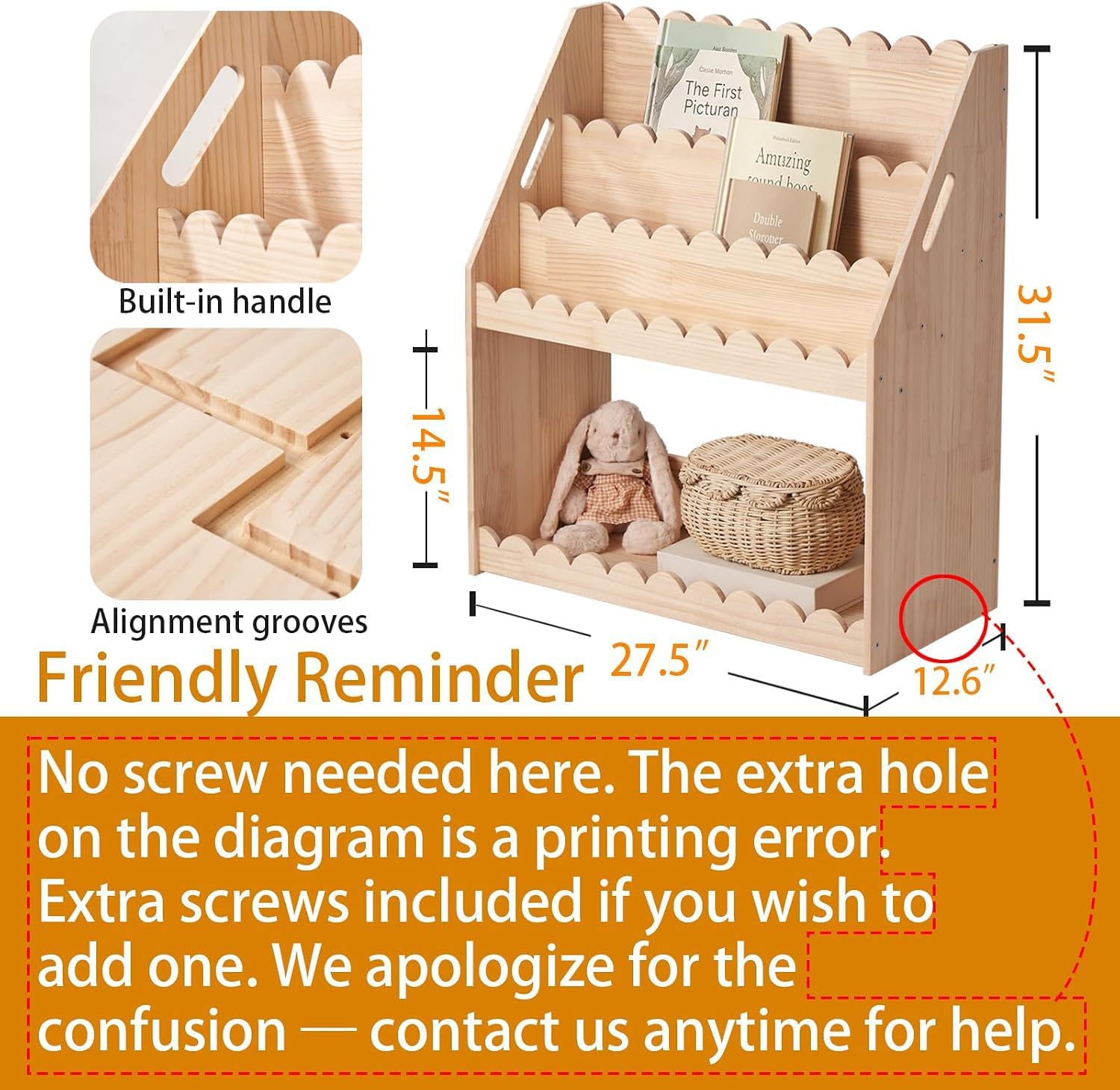 Cross-Border Children's Fan-Shaped Four-Tier Montessori Wooden Bookshelf
