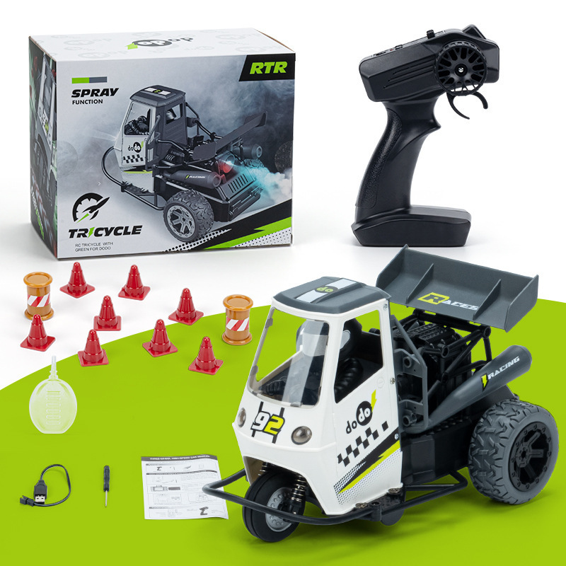 Cross-Border Three-Wheel Spray Remote Control Car, Drift Remote Control Motorcycle, Rc Off-Road Vehicle, Children's Car Toy Wholesale