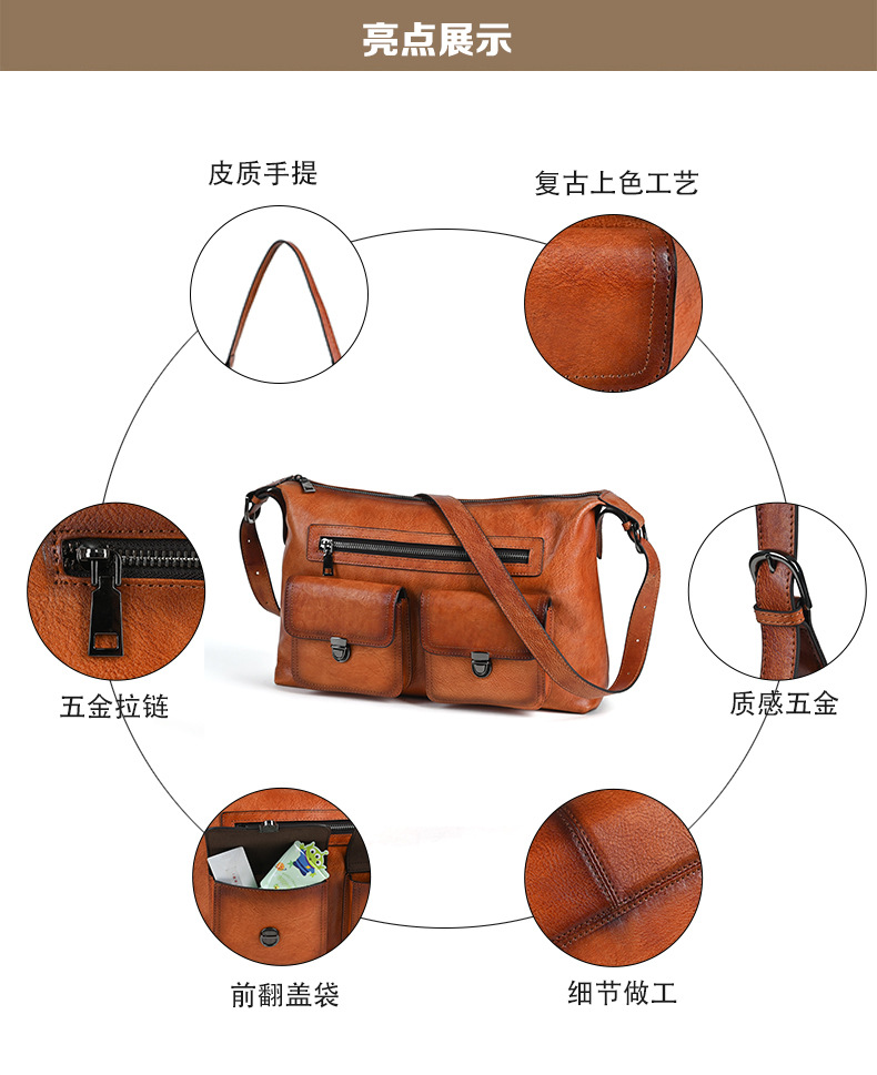 Túi tote da bò dung tích lớn đeo chéo cổ điển nữ — Màu nâu cổ điển, Cà phê cổ điển, Màu đen cổ điển chi tiết 5