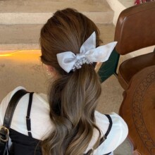 韩国原创设计复古薄纱蝴蝶结发圈2025新款低马尾扎发头绳发饰女