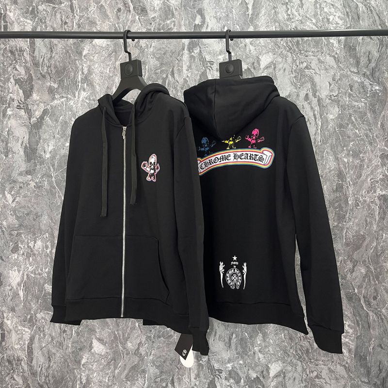24ss年新款高品质Chrome Hearts 马蹄十字架连帽拉链卫衣工厂批发|undefined