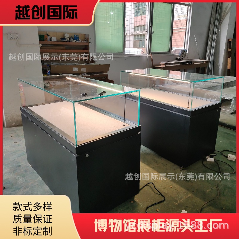 博物馆电动上掀式平柜【玻璃45度拼俯视柜】文物恒湿桌柜源头工厂