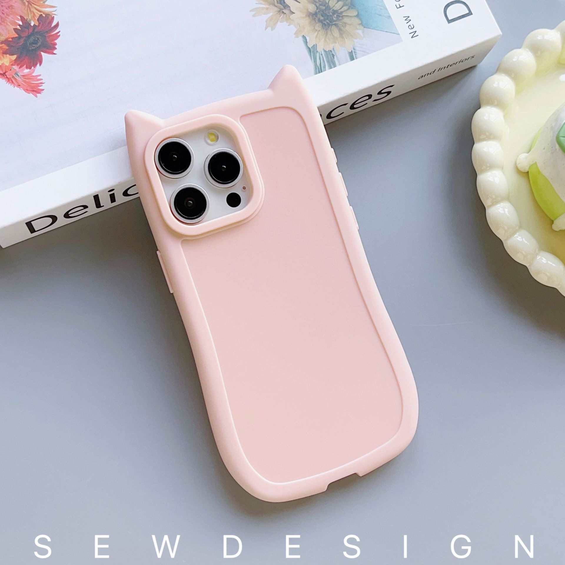 Miniatura y transparente para orejas de gato para Apple 16 caso de teléfono celular iphone 15pro personalidad creativa 13pro nicho 11