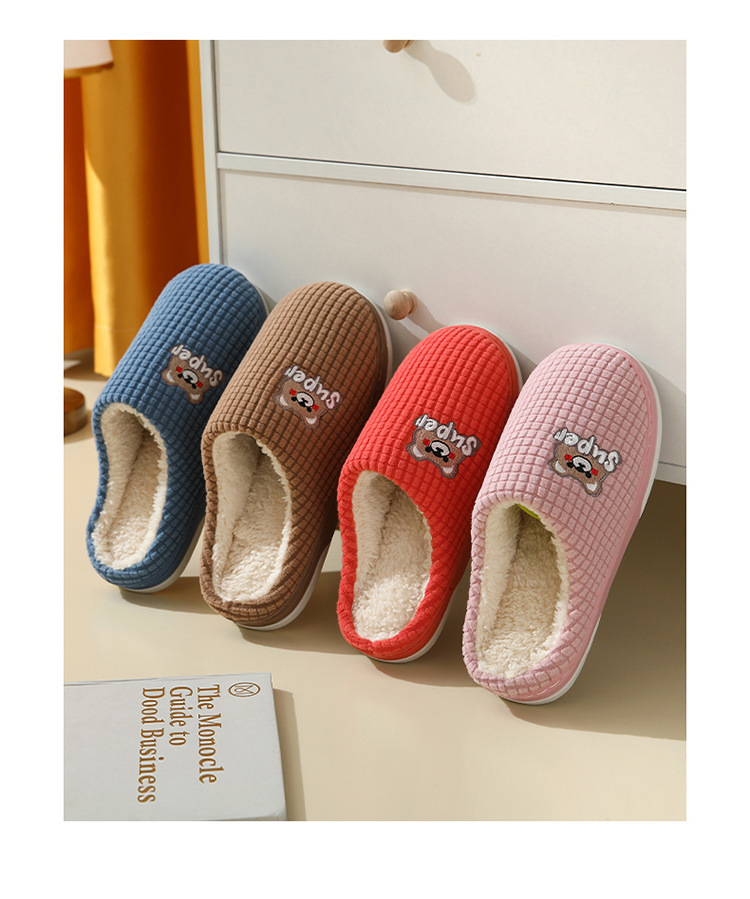 Scarpe da casa traspiranti lavabili in lavatrice calde da camera da letto per esterni autunnali regolabili in velluto in pile da donna_voghion.com