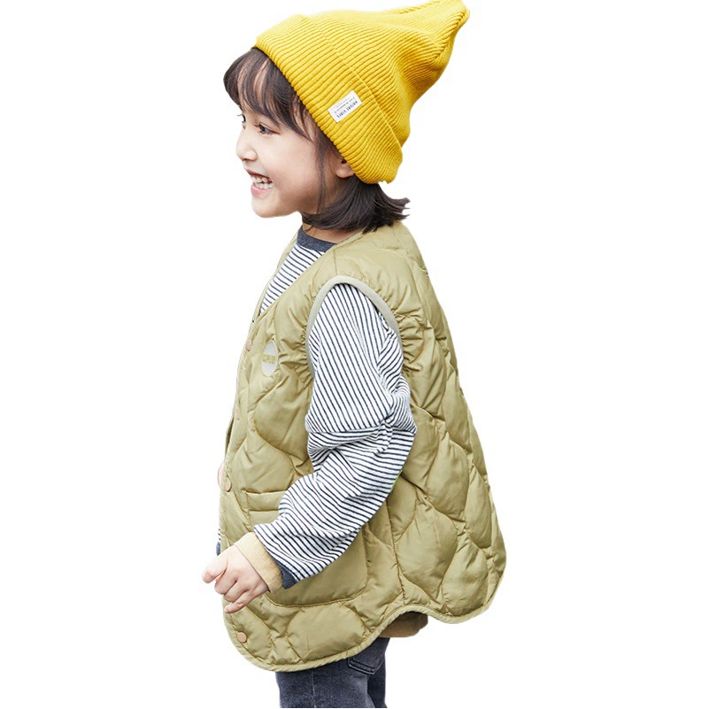 Новый детский осенний и зимний пуховик жилет для мальчиков и девочек тонкий теплый жилет 90 белый утка 2A660