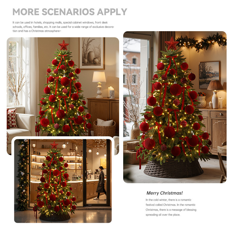2025 nuevo paquete de árbol de Navidad arco flocado bolas domésticas de alta calidad decoraciones navideñas grandes