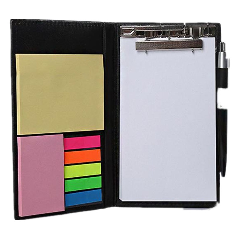 Oficina de negocios logo nota adhesiva traje PU titular Nota con pluma desgarrable creativo cuaderno de cuero