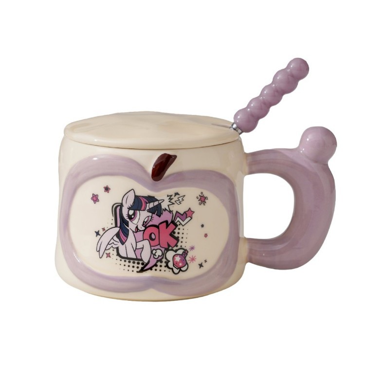 Bonito pony taza de cerámica taza de cerámica taza con cubierta taza de agua creativa taza casera regalo de cumpleaños para chicas
