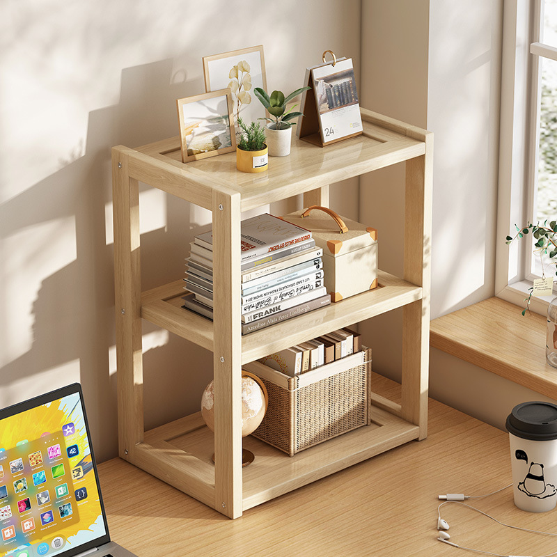 Estante de almacenamiento de estantería de madera maciza de escritorio para el hogar pequeño escritorio para niños estantería de múltiples capas simple estante de almacenamiento de oficina