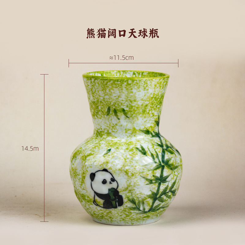 油画风手绘陶瓷摆件景德镇陶艺花瓶家居客厅茶具干花装饰品插花瓶|undefined