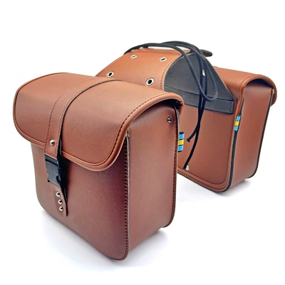 Scooter Motorcycle Universal Side Bag Leather Saddlebag Tool Bag Waterproof (Motorcycle Safety Supplies) - dark-brown-length-25-width-12-height-25cm