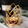 Selected cross -border light luxury gold iron artstick desktop storage hollow woven candlestick decorative ornaments