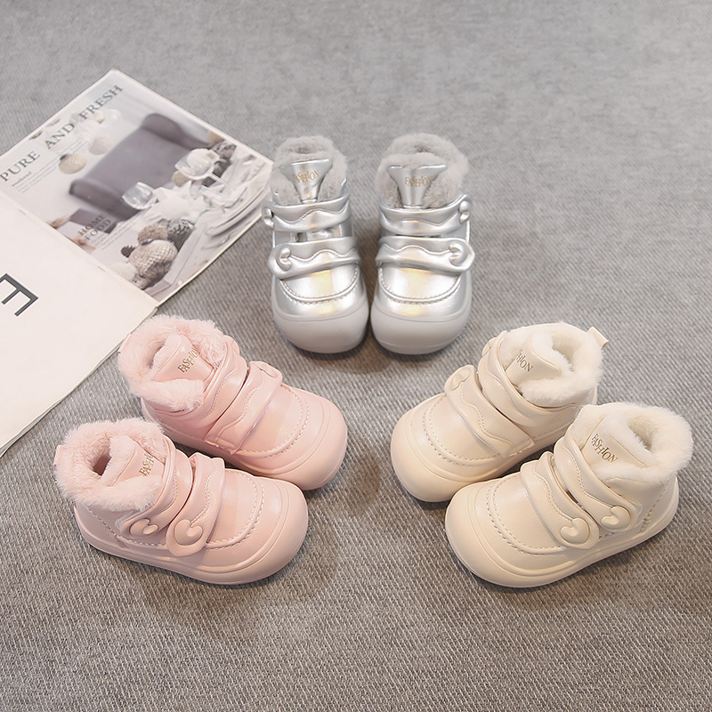 Thick Velvet Girls' Shoes Kidsren's Snow Boots 2025 New Winter Little Girls Fleece-Lined Cotton Warm Baby Short Boots