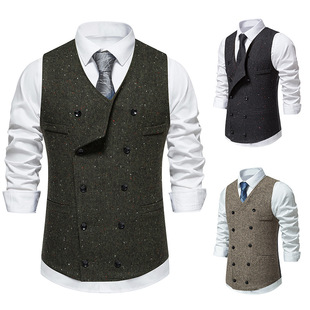 2024 spring foreign trade vest new Amazon retro casual trend double-breasted men's suit vest