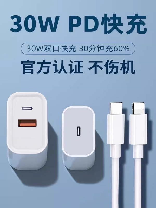 Suozhi Is Suitable for 30W Apple Charging Head 20W Mobile Phone Charger Fast Charging Head Pd Charging Cable Head Typec Interface