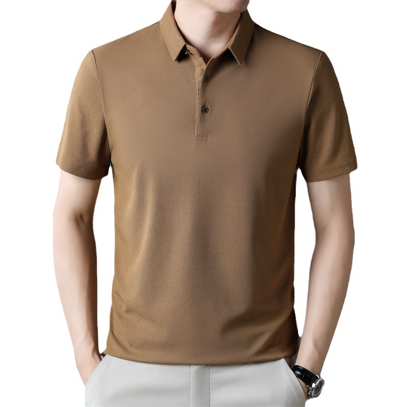 2023 Verano nuevo TikTok Polo de los hombres casual Jacquard solapa Camiseta de manga corta sin costuras