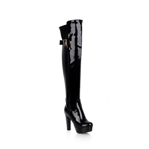 Women's Over-the-Knee Zipper Boots with Faux Fur, Thick Heel, Waterproof Platform, Steel Pipe Dance Boots for Autumn/Winter