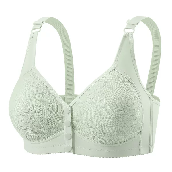 Middle-Aged and Elderly Women's Front-Button Thin Cotton Fixed Cup Without Rims Mother's Vest-Style Sports Bra Women's Beautiful Back Delivery