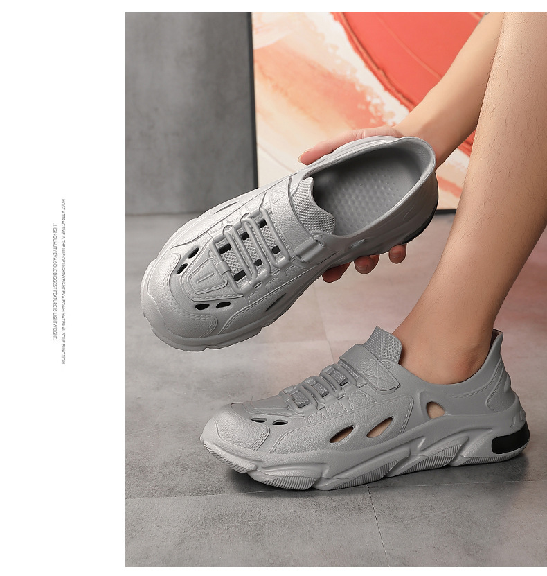Men's Perforated Summer Sandals Lightweight Beach Slippers_voghion.com