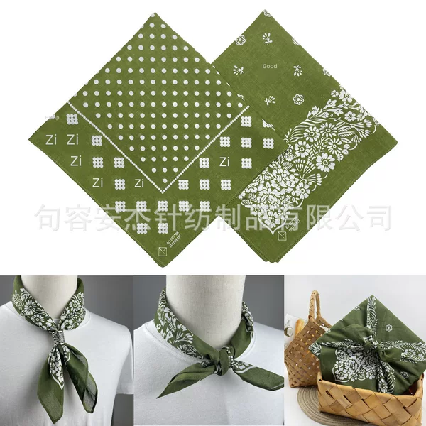 Olive green American retro square scarf scarf 100% pure cotton 55 * 55CM cashew flower scarf gift box wrapping cloth