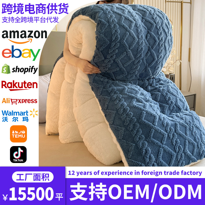 Comercio exterior transfronterizo invierno torre de seda manta doble engrosado manta de regalo manta de lana manta siesta manta sopa manta