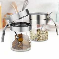 304不鏽鋼蓋玻璃調味瓶調料罐雞精鹽胡椒粉罐佐料盒廚房用品新品