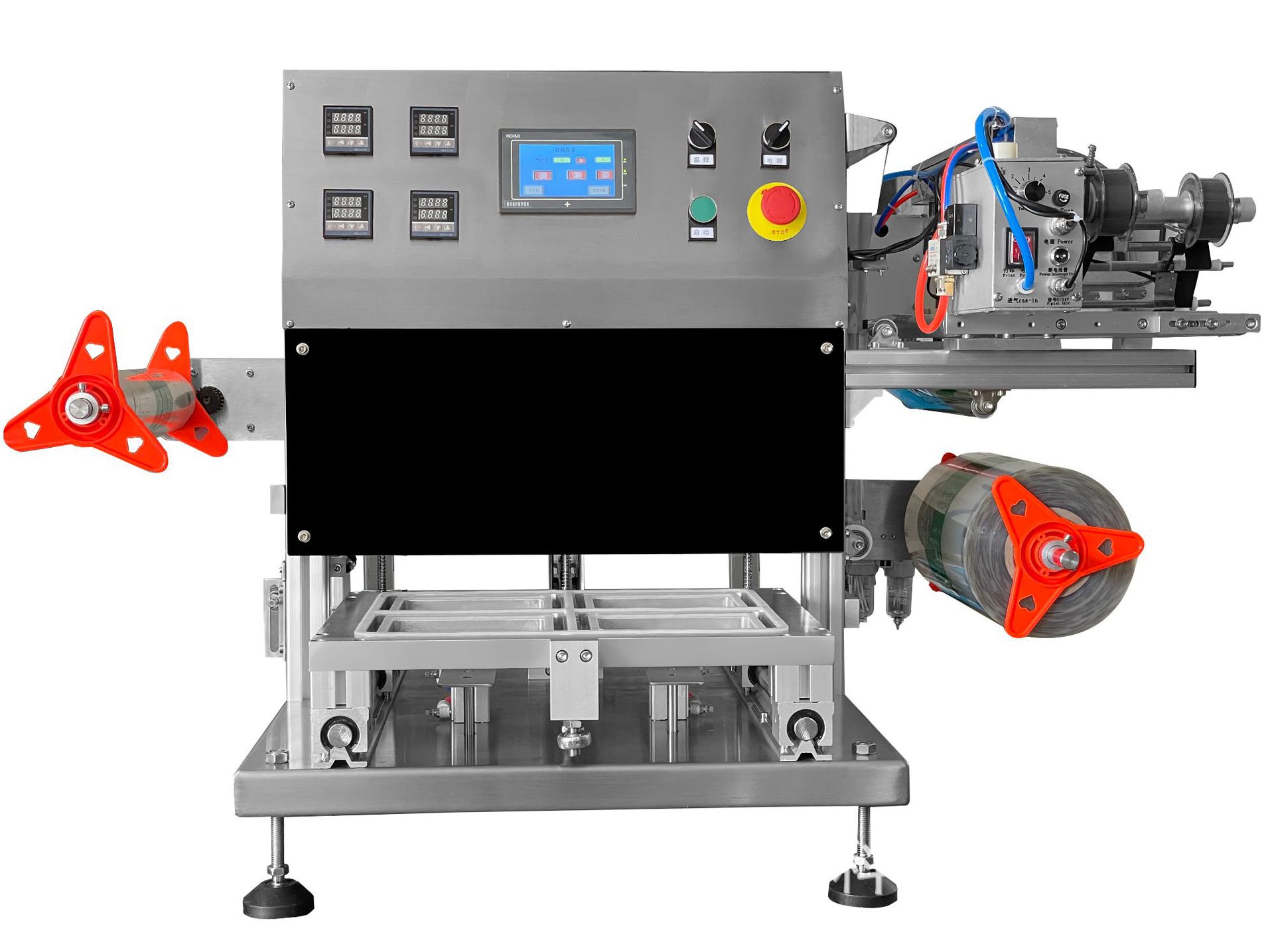 Máquina de embalaje de cajas de comidas para llevar, aire acondicionado, máquina de sellado automático, máquina de sellado neumático, fábrica de embalaje comercial para llevar