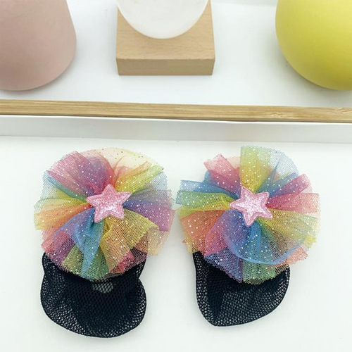 Children's high-looking gradient colorful mesh star ball hair net girls new flower five-pointed star receiving and receiving artifact
