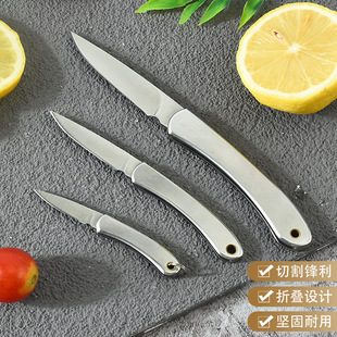 Factory Direct Stainless Steel Folding Fruit Knife Keychain Knife Household Outdoor All Steel Folding Knife Mini Knife