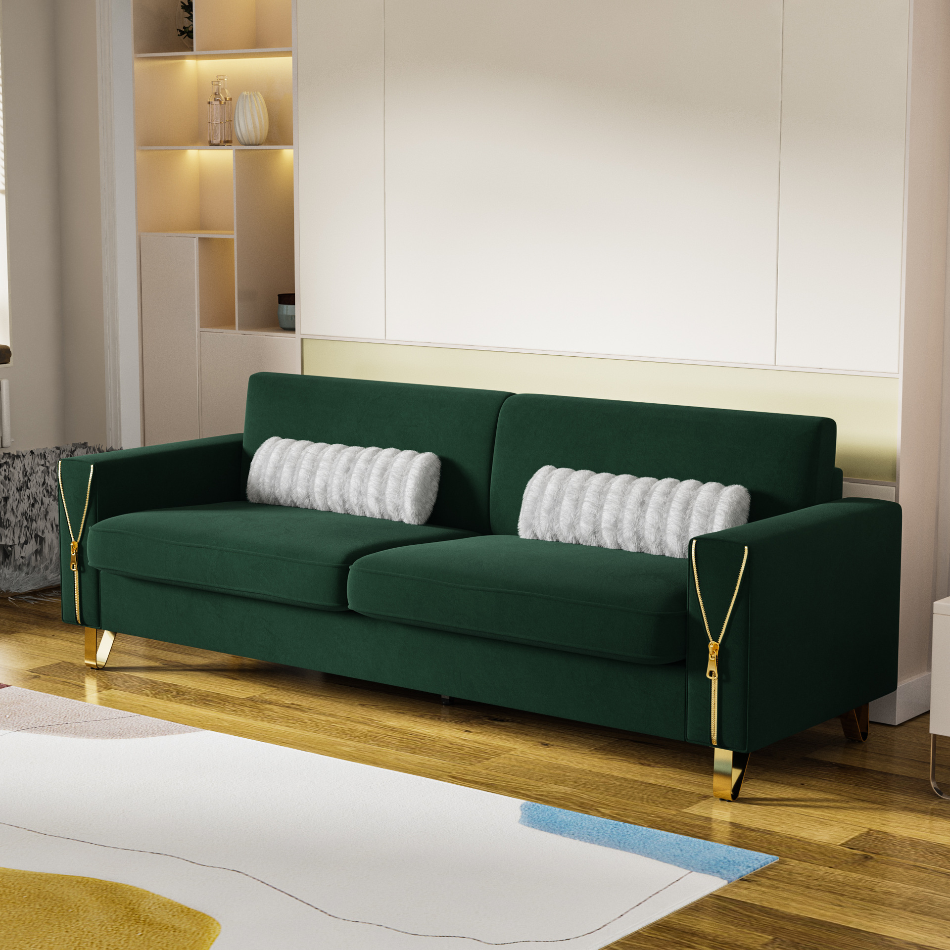Nordic Solid Wood Sofa Combination Ash Wood Modern Minimalist Large and Small New Chinese Style Technology Fabric Leather Sofa