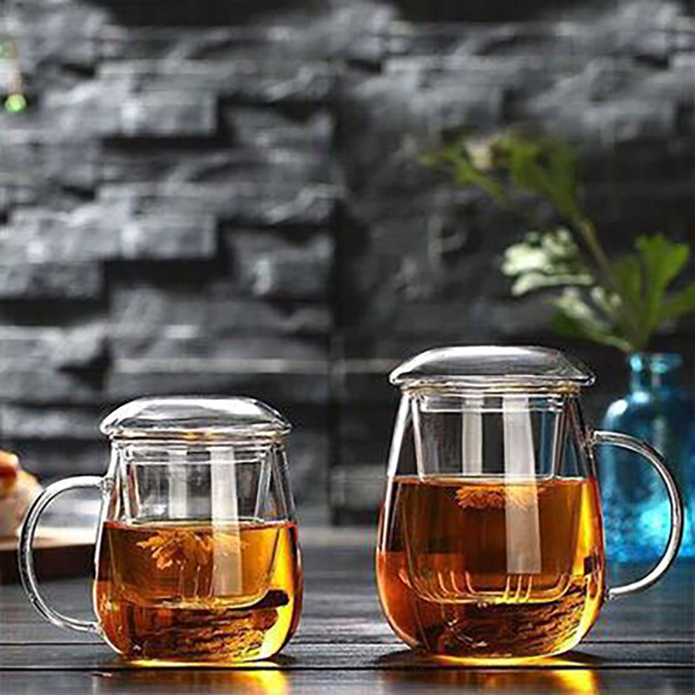 High Borosilicate Glass Tea Separating Cup with Large Belly, Home Use Tea Set, Filtering Tea Cup, Mushroom Cup, Three-Piece Set