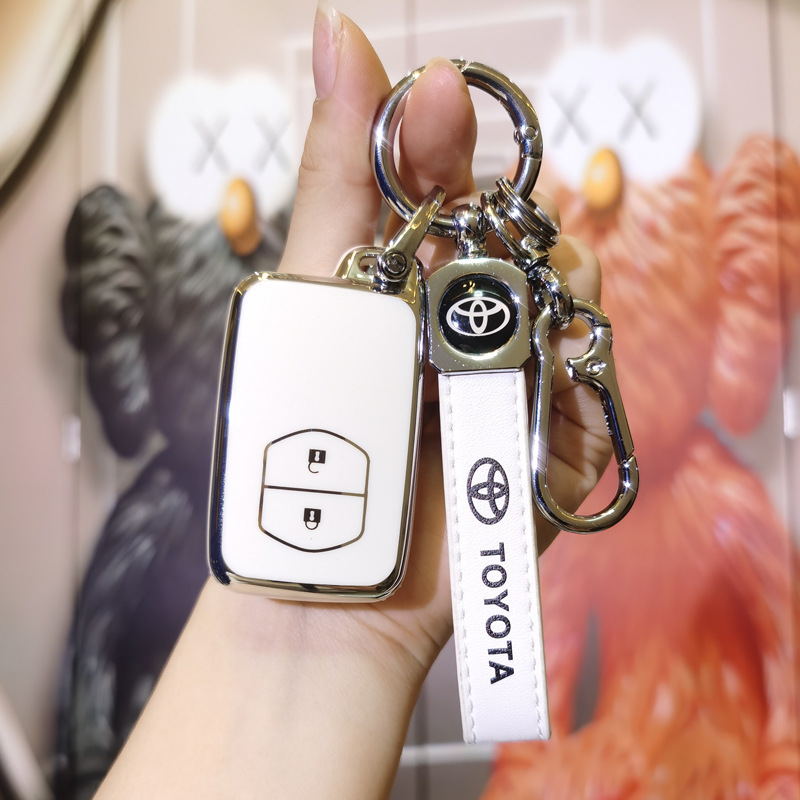 適用豐田鑰匙套13代皇冠銳志老款普拉多陸巡蘭德酷路澤銳斯殼扣女