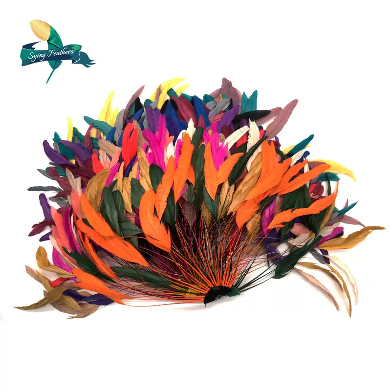 厂家直供羽毛头饰公鸡尾毛发饰diy材料彩色舞台服装辅料现货